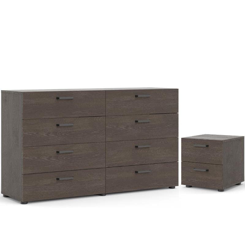 Home Square 2-Piece Bedroom Set with 8-Drawer Dresser & Nightstand in Dark Chocolate - Complete Bedroom Furniture for Master Bedroom, Guest Room, or Apartment