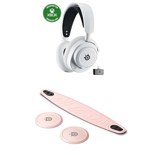 SteelSeries Arctis Nova 7X Wireless Gaming Headset for PC, PS5, Xbox & Mobile - White Nova Booster Pack with Nylon Headband & Rose Quartz Speaker Plates - Perfect for Competitive Gaming, Streaming & Work from Home