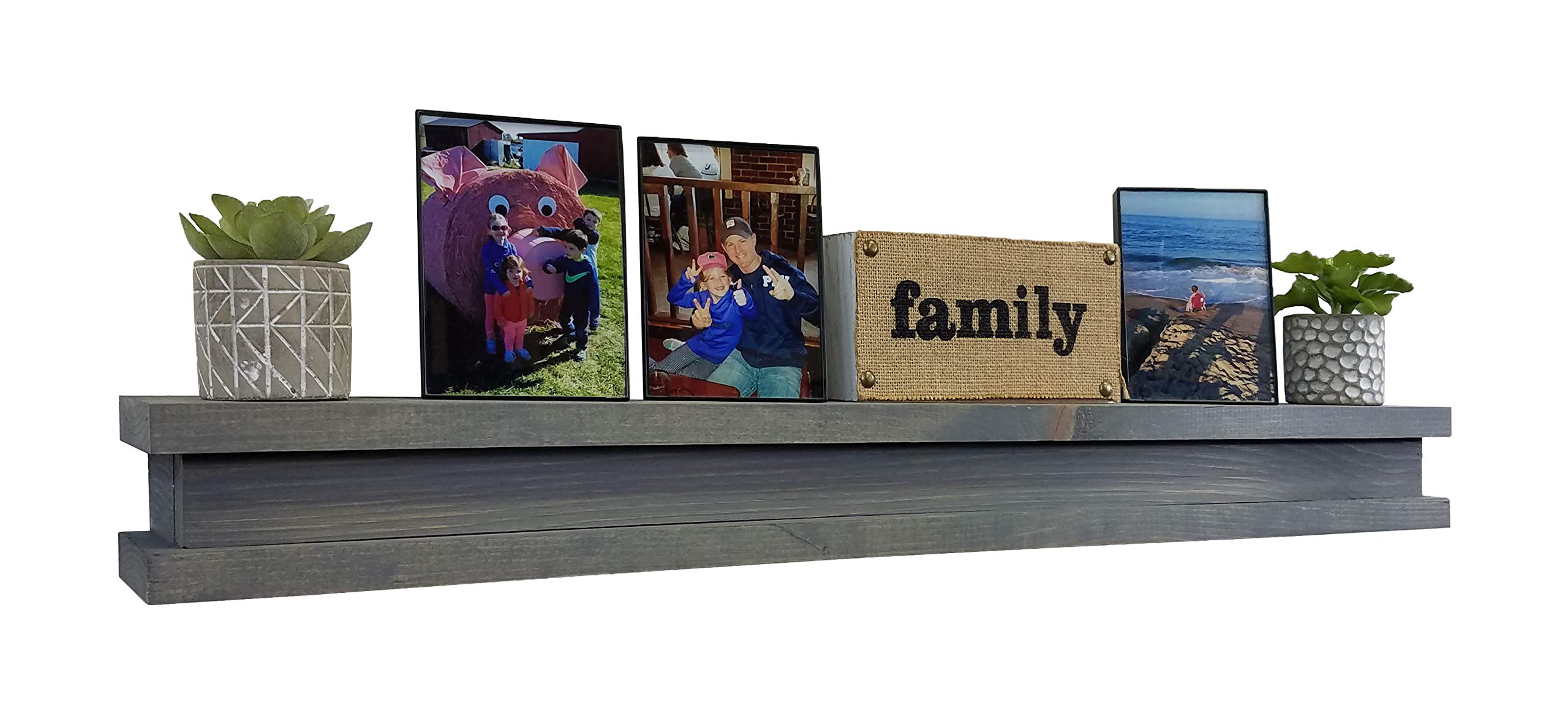 Rustic Wood Wall Shelf - Shiplap Floating Shelf for Bathroom & Kitchen Display - Classic Gray