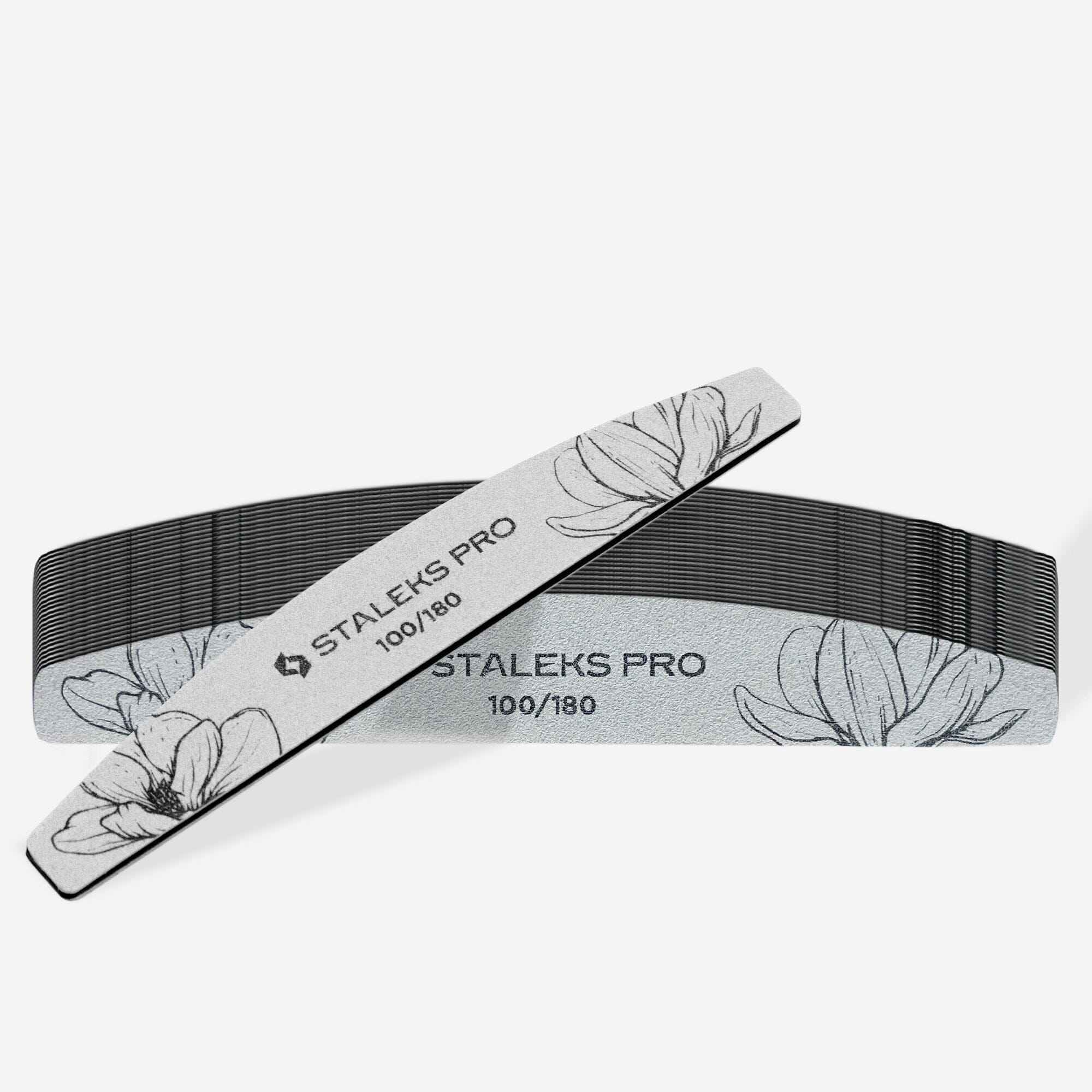 Staleks Professional Crescent Mineral Nail Files - 40 Pack, 100/180 Grit for Strong & Natural Nails - Perfect for Salons, Home Manicures & Nail Care Kits