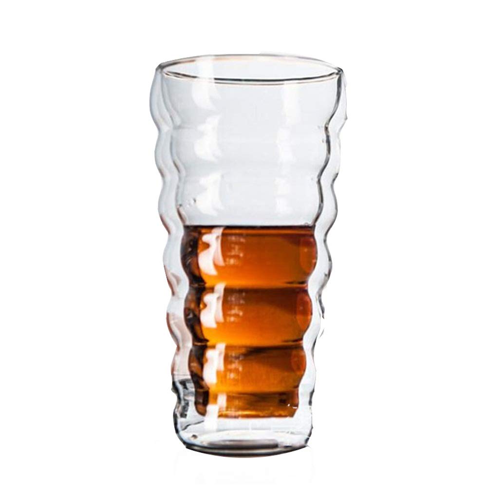 4-Pack Double Walled Insulated Glass Mugs - Clear Whiskey Cocktail Wine Beer Drinking Glasses - Perfect for Hot & Cold Beverages, Home Bar, Parties & Gifts