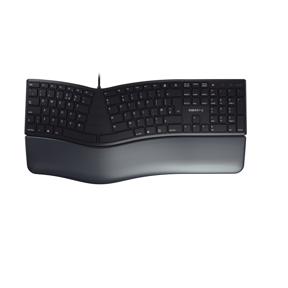Ergonomic CHERRY KC 4500 Mechanical Keyboard for Office & Gaming - Comfortable Wrist Support, Responsive Keys for Typing & PC Gaming