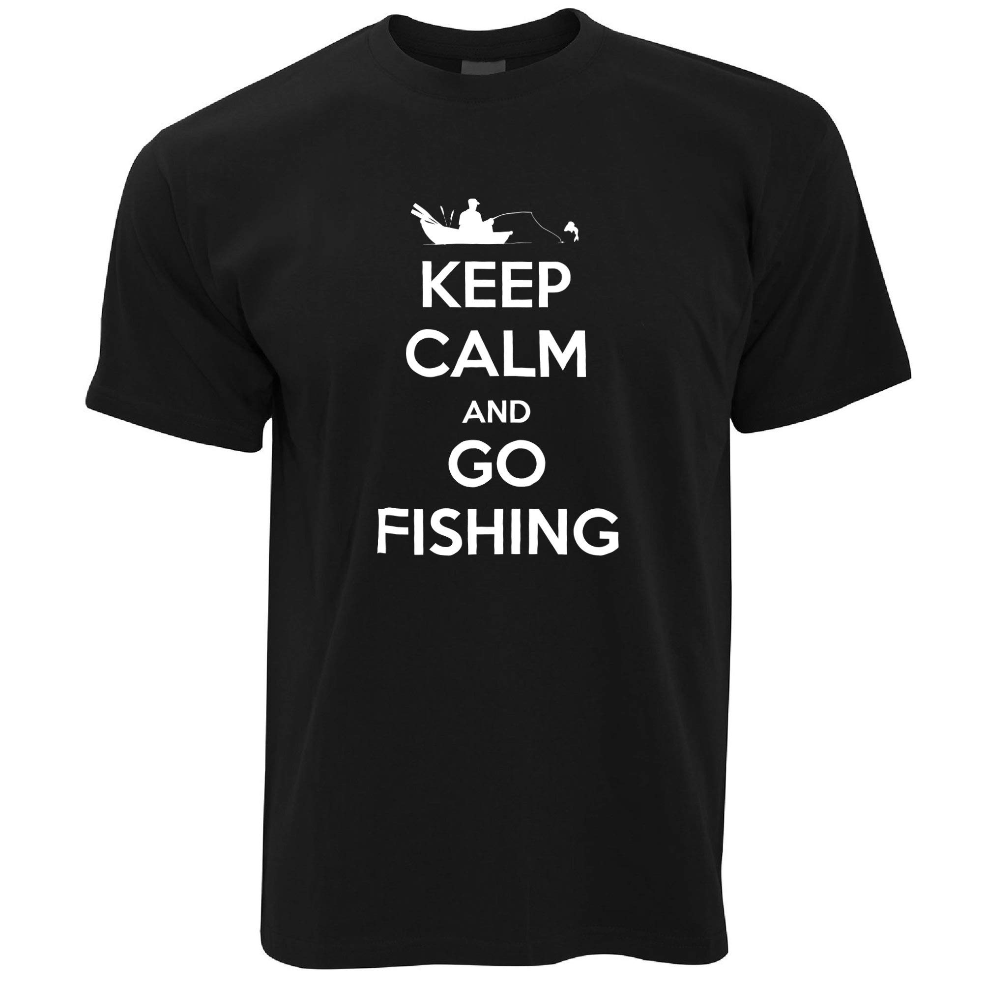 Keep Calm and Go Fishing T-Shirt - Funny Fishing Graphic Tee for Men & Women - Perfect for Fishing Trips, Outdoor Adventures & Casual Wear