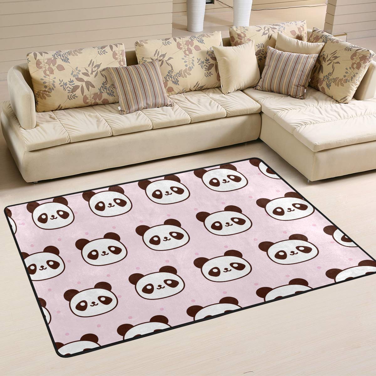 4x6 Washable Modern Area Rugs - Soft Panda Nursery Rug with Anti-Skid Backing for Home Decor, Living Room, Bedroom & Outdoor Use | Perfect for Kids' Rooms, Play Areas & Patio Flooring