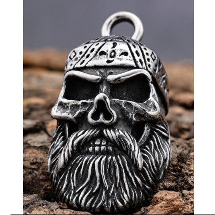 Motorcycle Bell for Bearded Biker with Bandana - Protective Ride Charm for Harley, Cruiser & Chopper Motorcycles - Perfect Gift for Bikers & Road Trip Safety