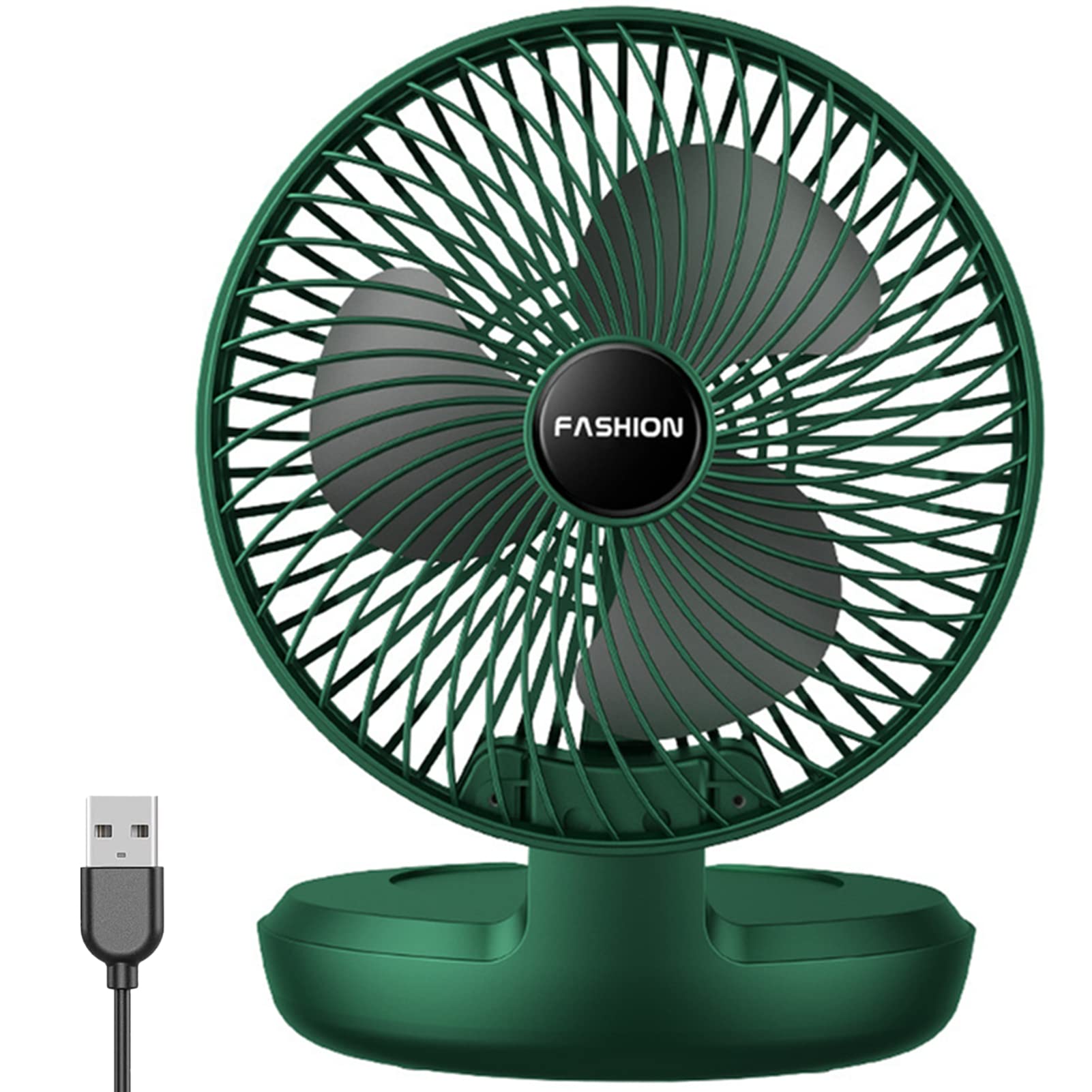 Chchmu 8 Inch USB Desk Fan - Foldable Mini Desktop Fan with 3 Speed Settings, Strong Airflow & Adjustable Head | Quiet Portable Cooling Fan for Home, Office, Bedroom | Perfect for Work Desks, Nightstands & Dorm Rooms (Green)