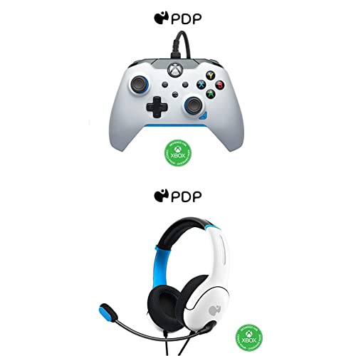 PDP Wired Gaming Controller + AIRLITE Gaming Headset with Microphone for Xbox Series X|S, Xbox One & PC - Ion White | Perfect for Competitive Gaming & Online Chat