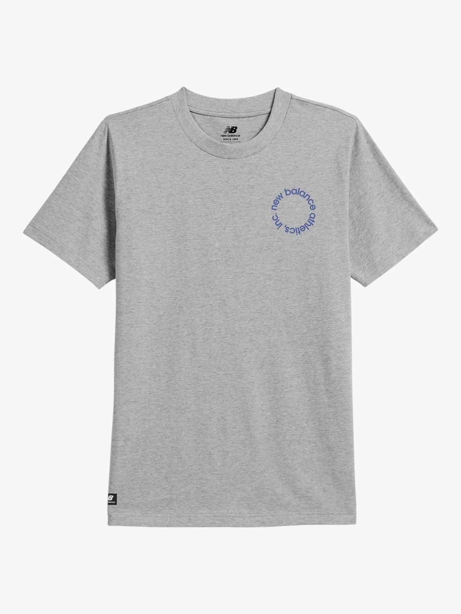 New Balance QT Circular Logo Grey T-Shirt - Men's Athletic Tee for Running, Gym & Casual Wear