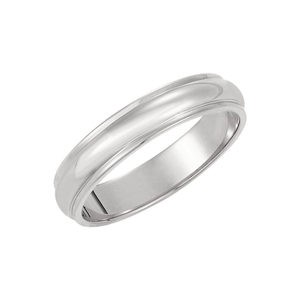 The Black Bow 4mm Half Round Ridged Edge Band in 14k White Gold - Perfect for Wedding, Anniversary, and Special Occasion Gifts