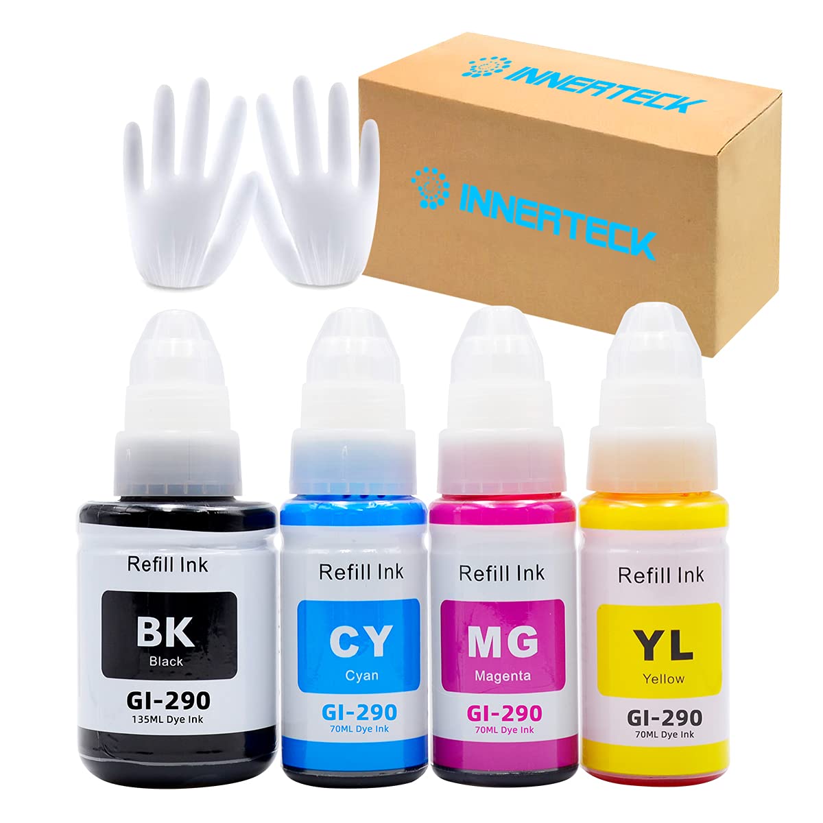 Canon GI-290 Ink Bottle Set - 135ml Black & 70ml Colors for PIXMA G4200/G3200 Printers - Home & Office Use