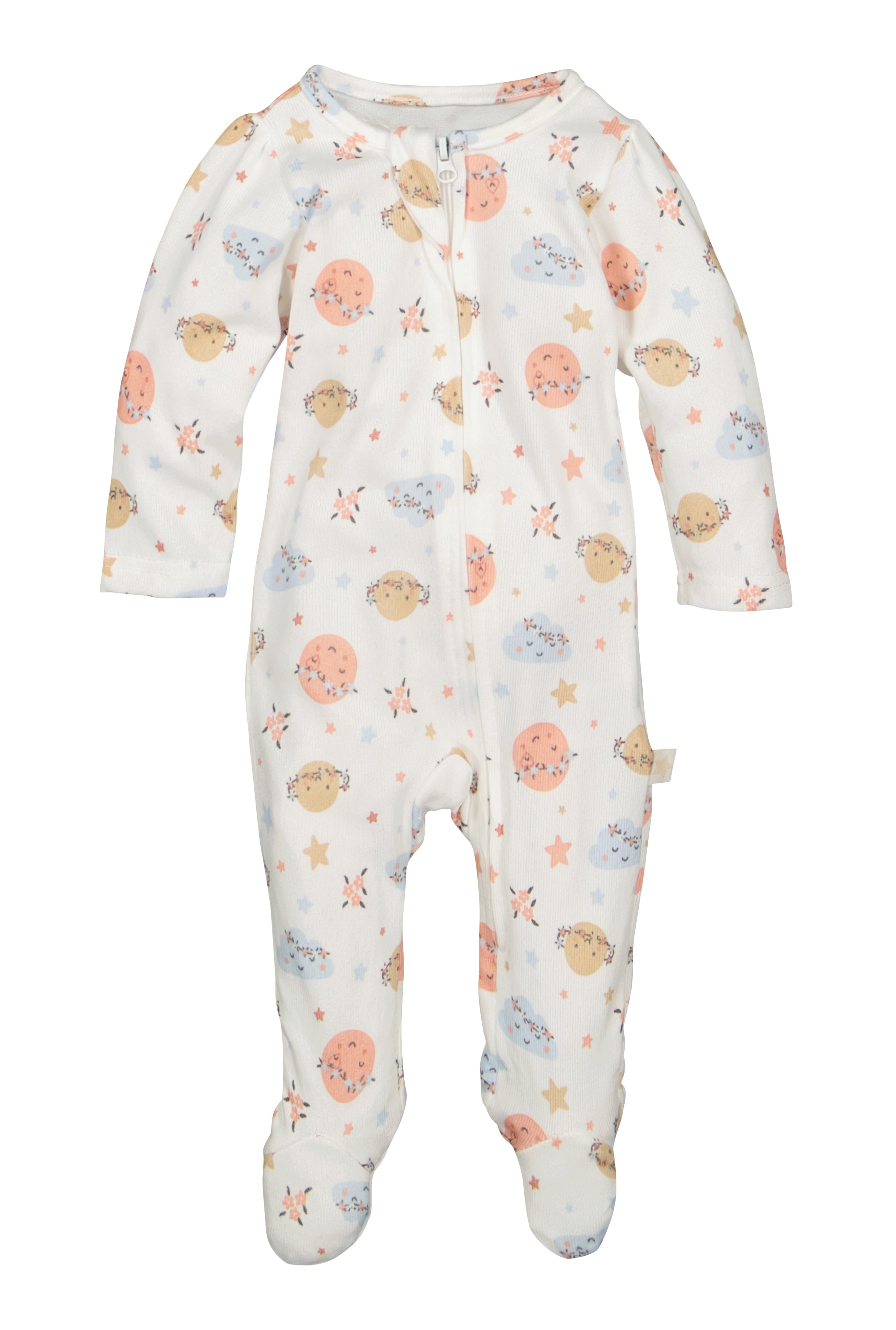 Baby Girls 0-9 Months Printed Zip Front Footed Jumpsuit - Soft Cotton Romper for Newborns & Infants - Perfect for Playtime, Sleepwear & Photo Shoots