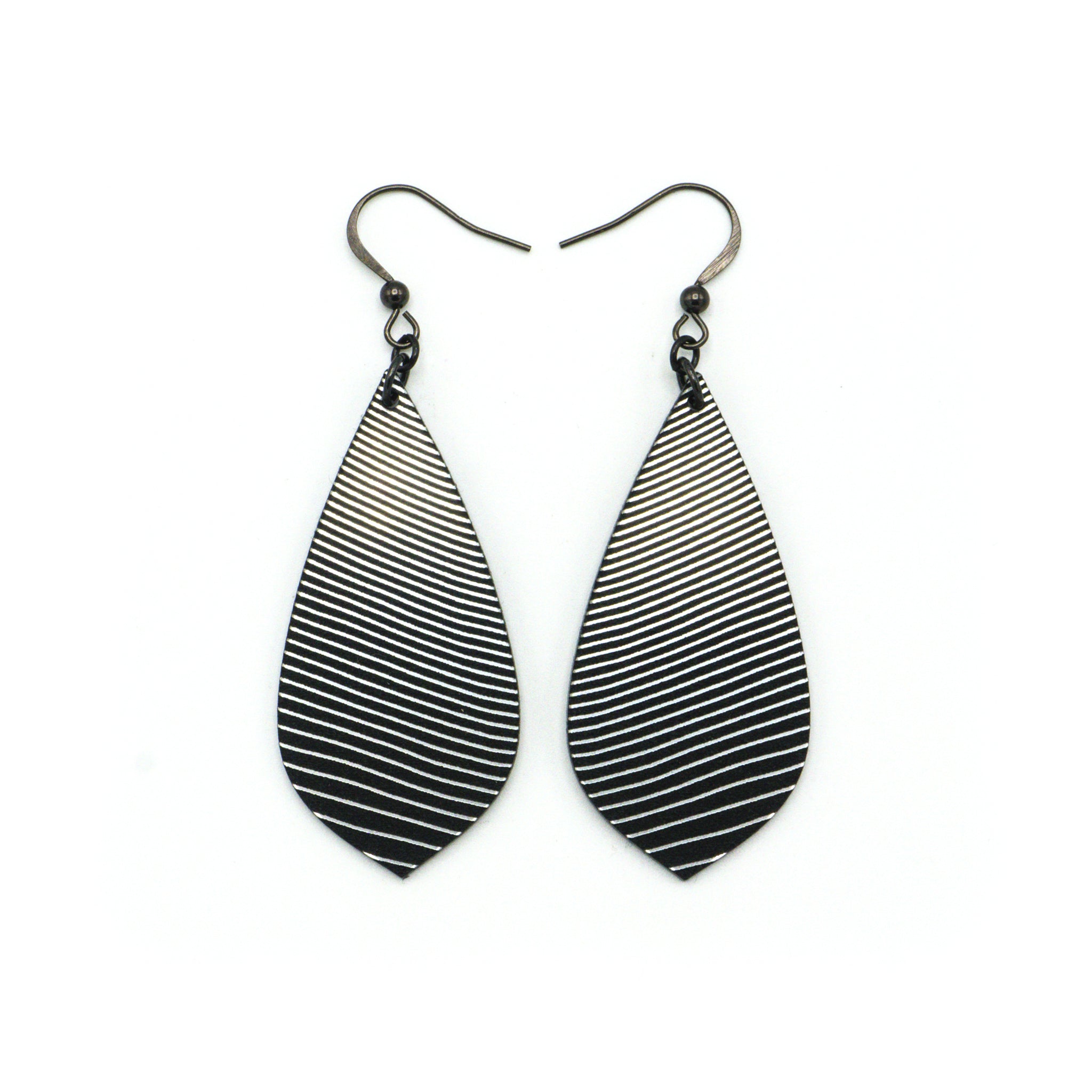 Gem Point Acrylic Earrings - Brushed Silver & Black | Fashion Jewelry for Women | Perfect for Parties, Weddings & Everyday Wear