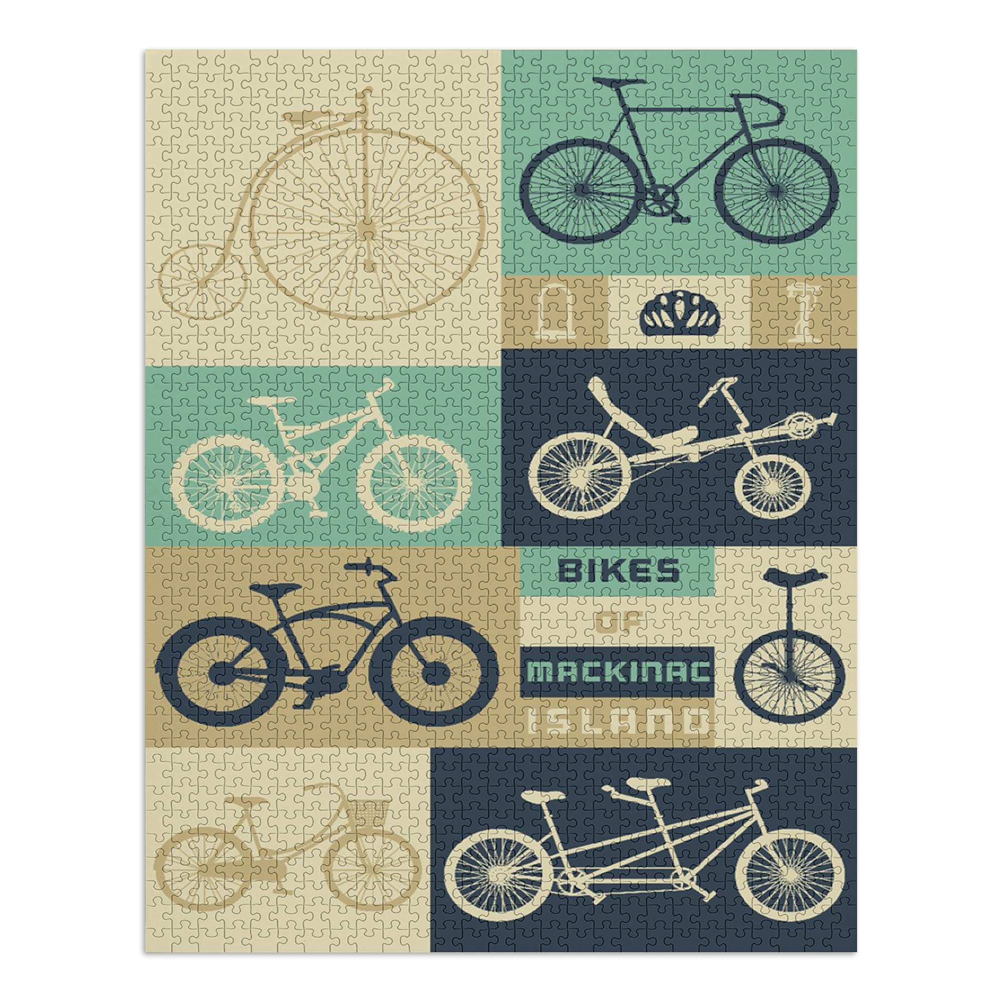 Mackinac Island Michigan 1000 Piece Jigsaw Puzzle - 19x27 Inch Challenging Puzzle for Adults & Families | USA-Made Bicycle Theme Vector Art | Perfect for Family Game Nights & Home Decor