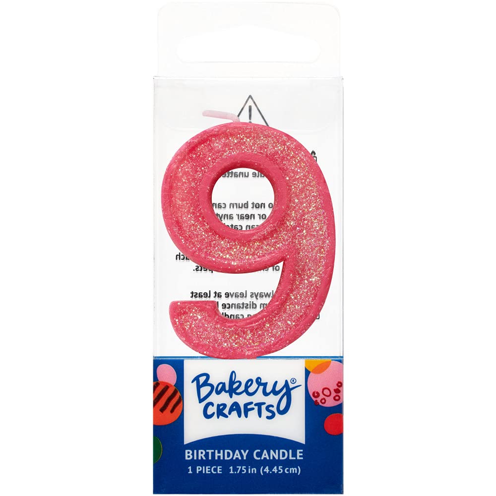 Pink Glitter Number Candles - Cake Topper Decor for Birthdays & Parties (12/Pack)