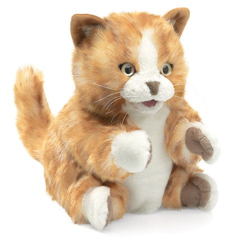 Folkmanis Orange Tabby Kitten Hand Puppet - Realistic Cat Toy for Storytelling, Education & Playtime Fun