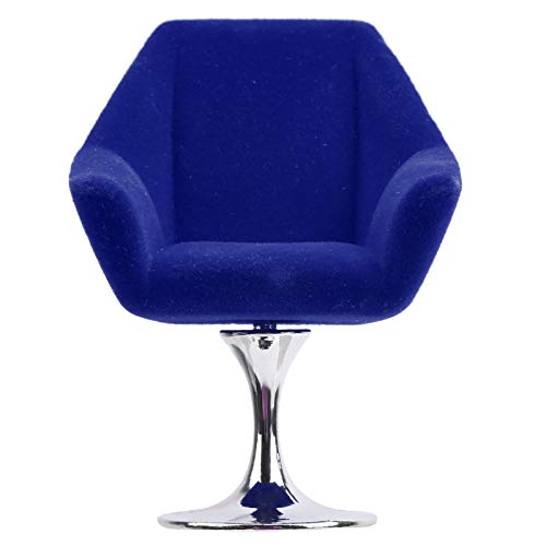 1:12 Scale Miniature Dollhouse Chair - Blue Flocking Armchair for Dollhouse Accessories | Perfect for DIY Dollhouse Decor & Collectible Displays