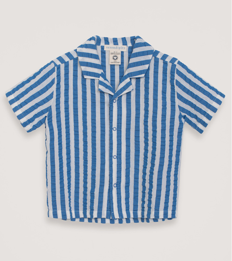 Azur Striped Short Sleeve Shirt by Serendipity | Casual Summer Men's Button Down Shirt | Perfect for Beach Outings, Office Wear & Date Nights