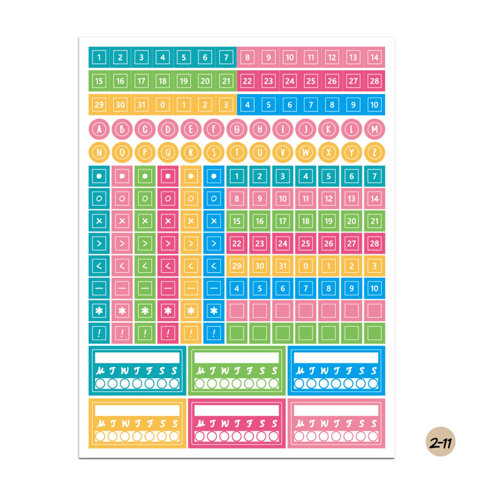 Fesjoy Planner Sticker Set - 12 Sheets of Essential Weekly & Daily Schedule Stickers, DIY Calendar Journal Decoration Sticky Notes for Bullet Journals, Planners, and Scrapbooking
