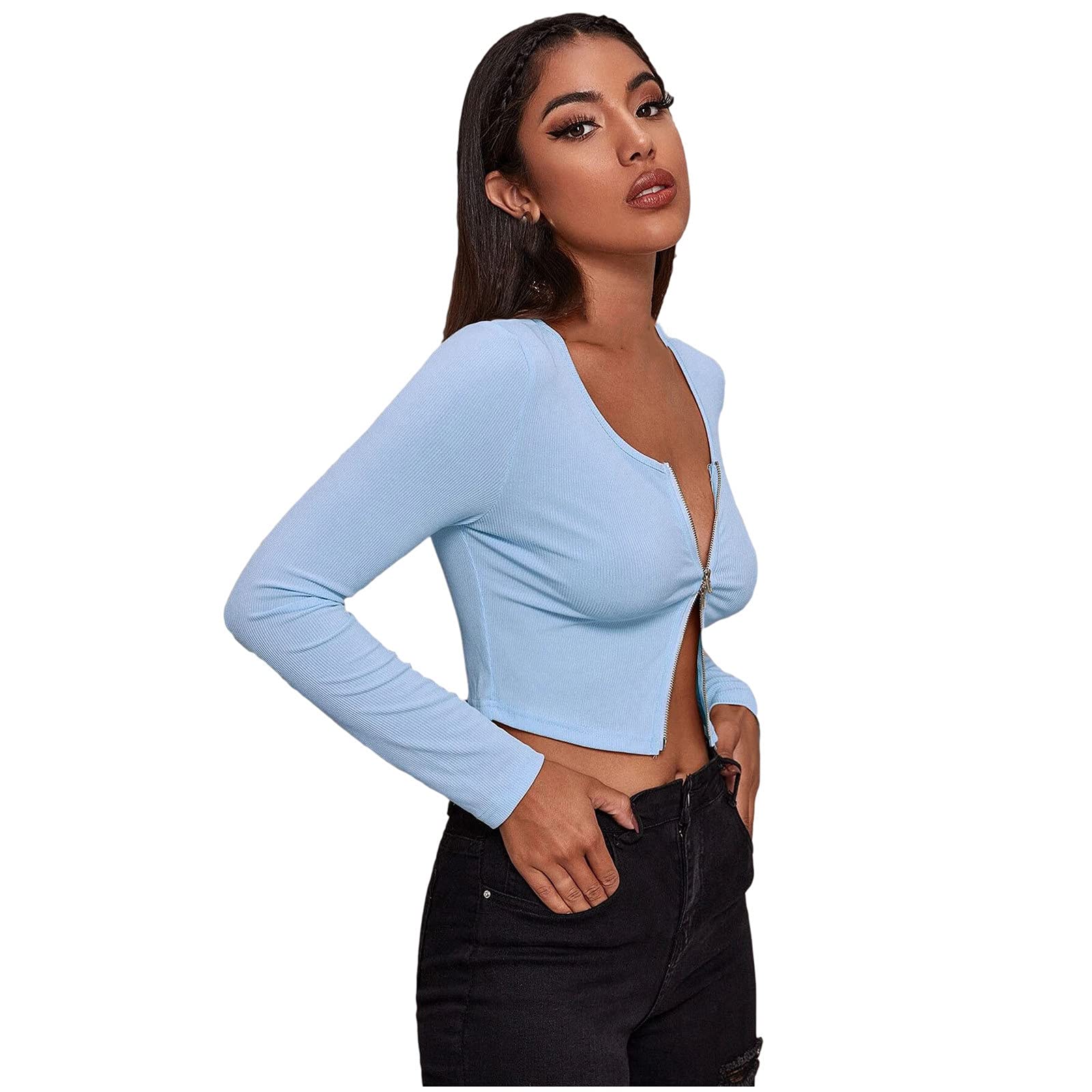 Sexy Retro Zipper Cardigan Sweaters for Women - Office Work Blouse & Casual Dress Top | Perfect for Business Attire, Date Night & Everyday Wear