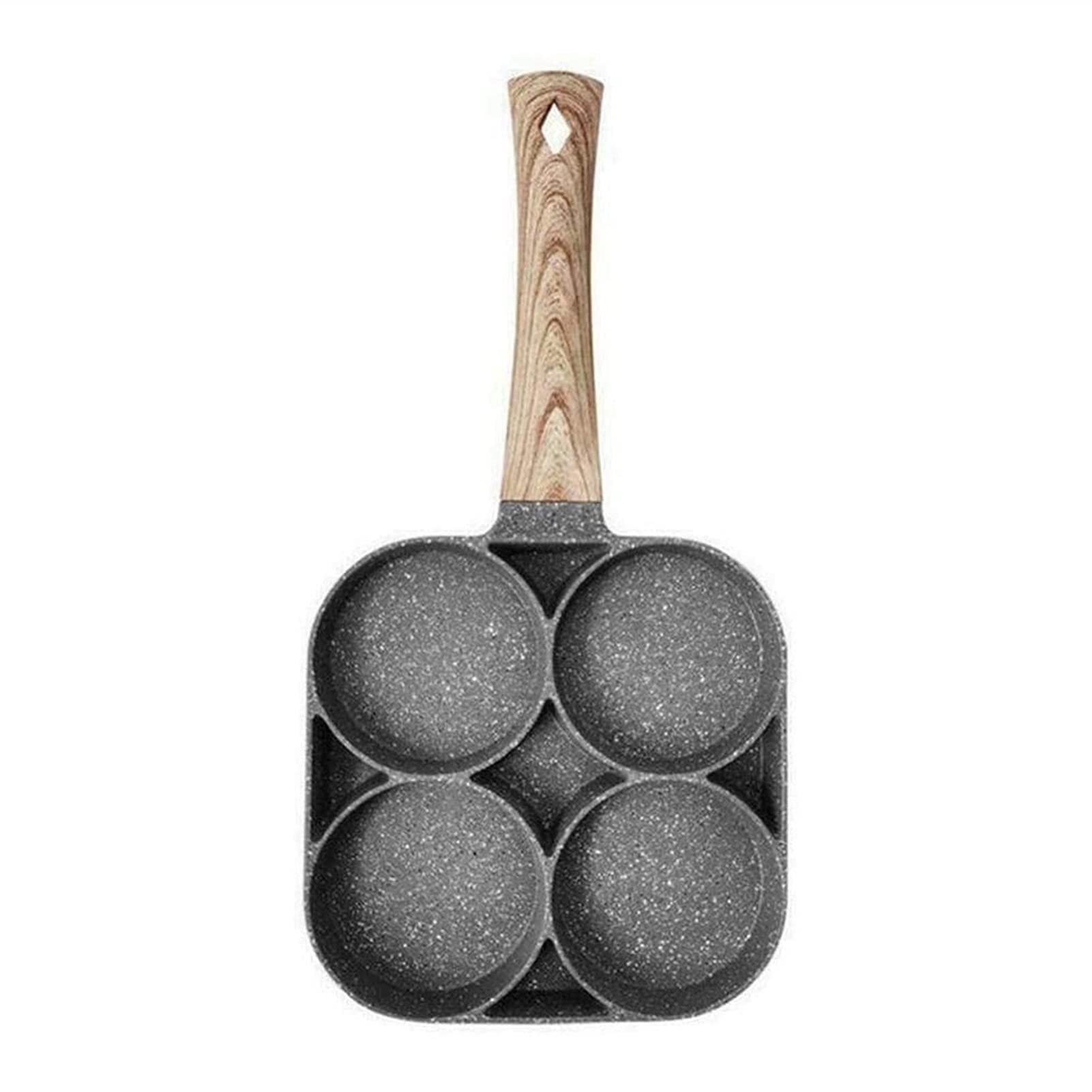 Non-Stick 4-Hole Omelet Pan for Eggs, Burgers & Pancakes - Oil-Free Breakfast Grill Skillet for Healthy Cooking | Perfect for Home Kitchen, Camping & Quick Meals