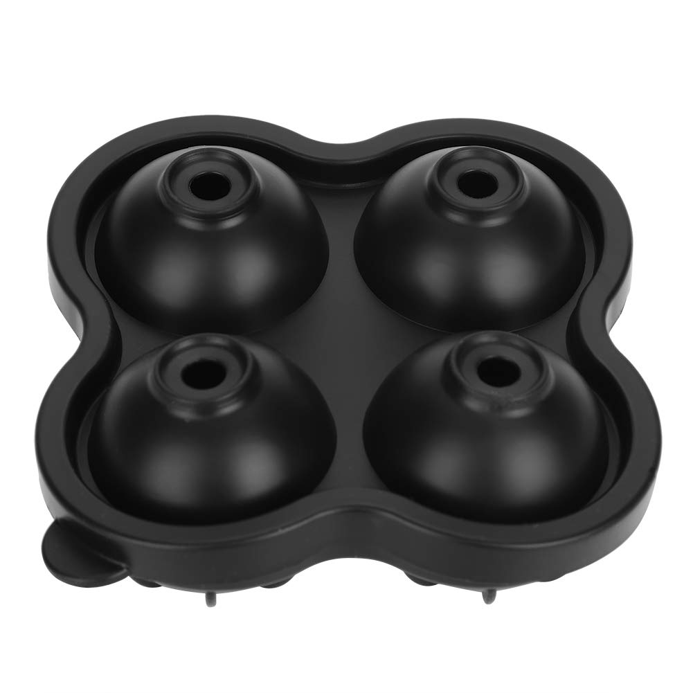 Round Silicone Ice Cube Mold - Ball-Shaped Ice Trays for Cocktails, Beverages & Baking - Heat & Cold Resistant for Ice Cream, Chocolate & Cake Making - Perfect for Home Bars, Parties & DIY Desserts (Black)