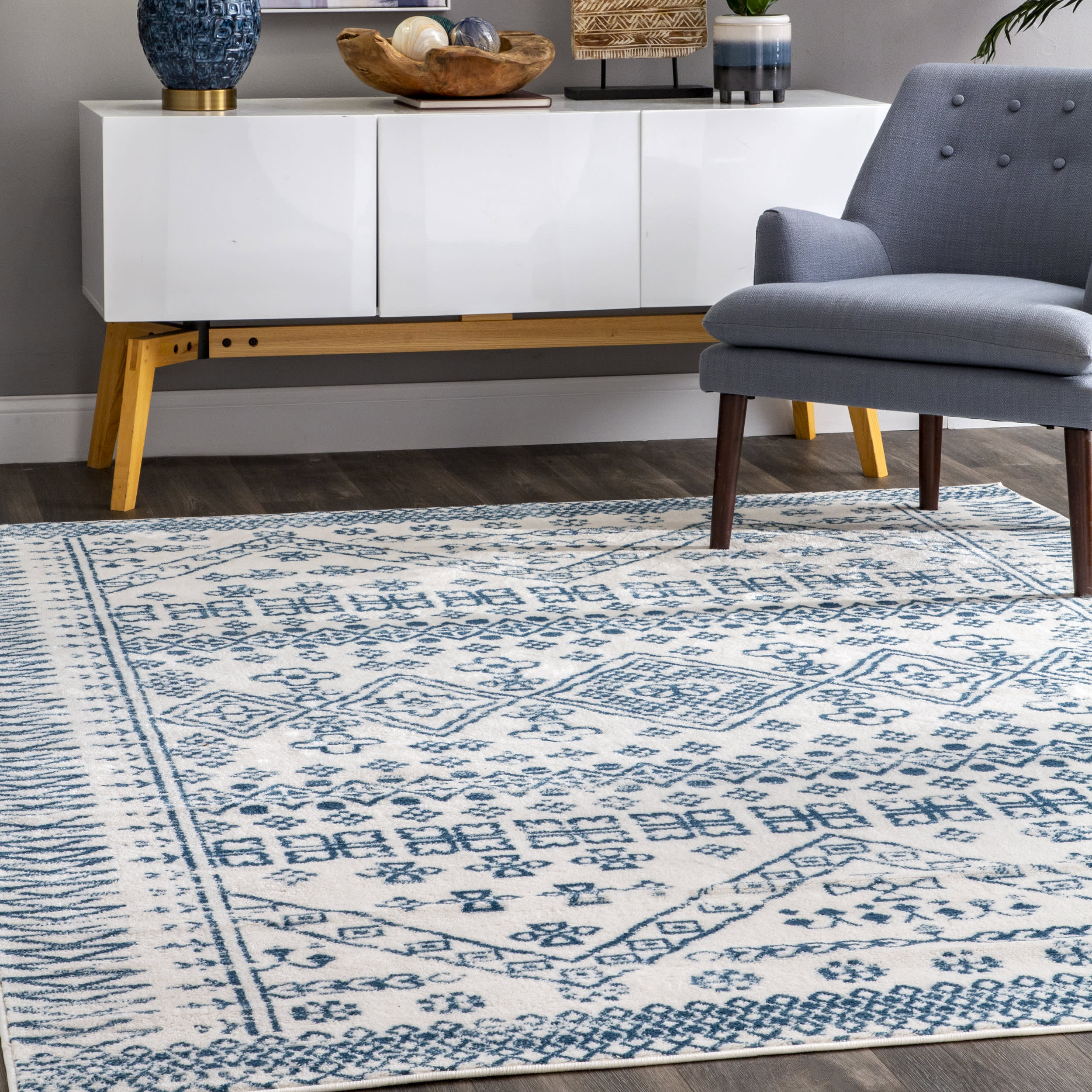 Handmade Moroccan Rug - Blue Boho Area Rug for Living Room, Bedroom & Home Decor | Soft & Durable | Free Shipping