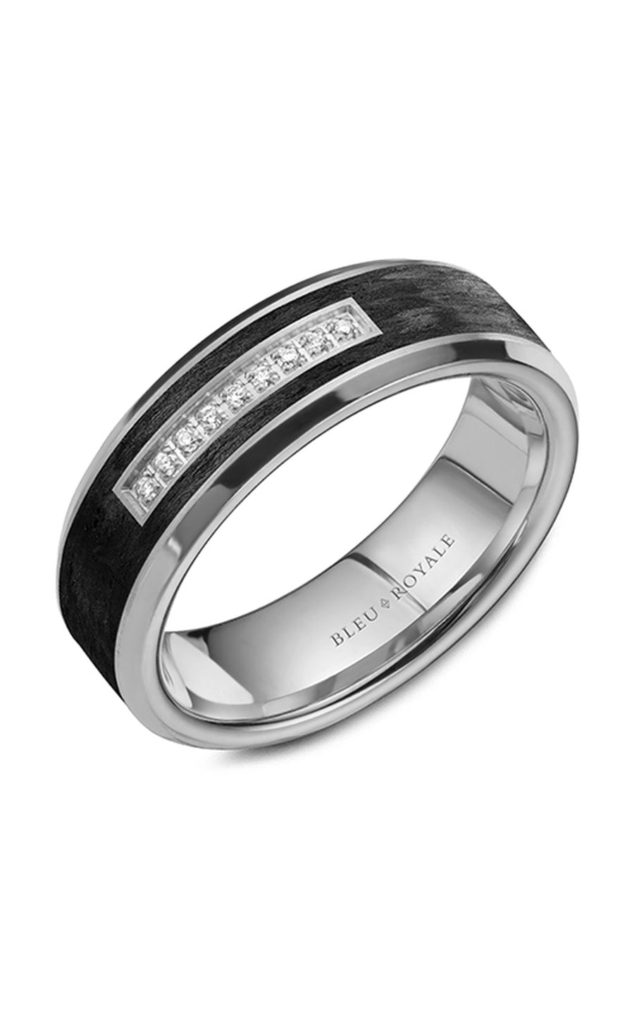Bleu Royale Men's Wedding Band RYL 049WD7 - 14K White Gold Classic Ring for Grooms & Engagement - Perfect for Weddings, Anniversaries & Special Occasions