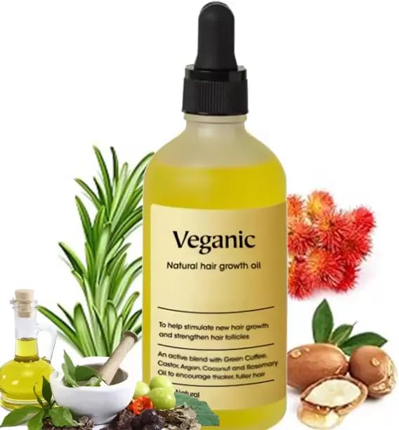 CRYNN Veganic Natural Hair Growth Oil for Anti-Dandruff & Smooth Hair - 60ml | Promotes Healthy Scalp & Shiny Locks | Perfect for Daily Hair Care & Styling