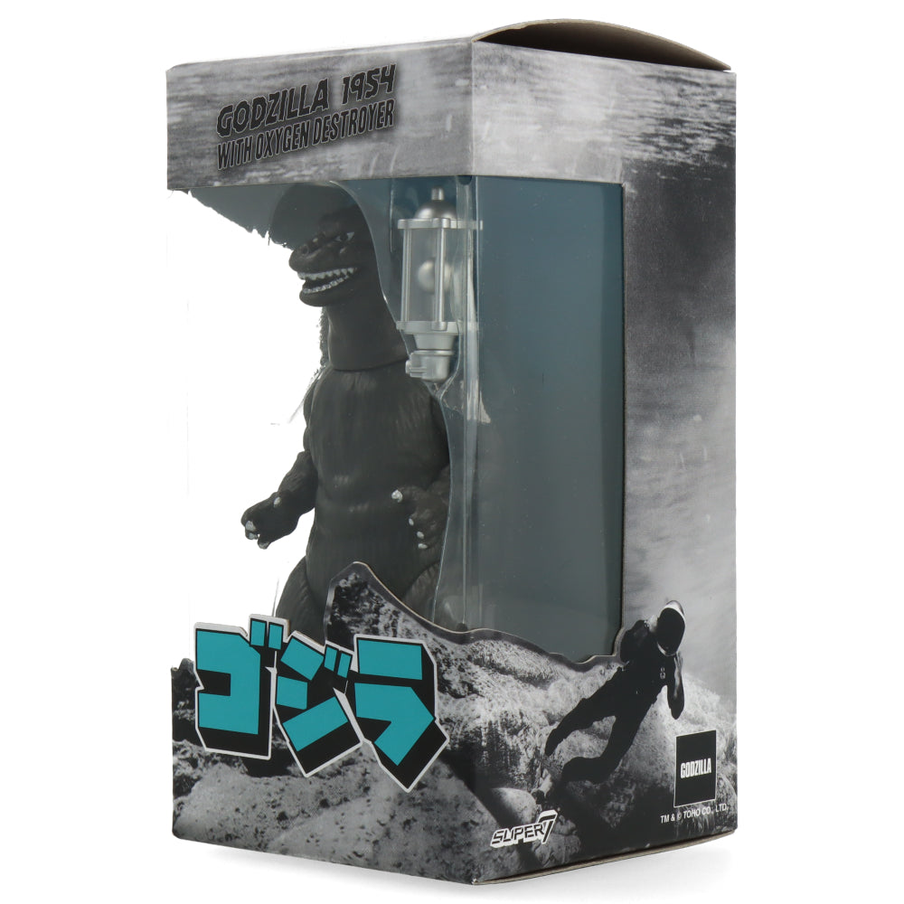 Godzilla 1954 Silver Screen ReAction Figure with Oxygen Destroyer Canister - Classic Movie Monster Collectible for Display & Pop Culture Fans
