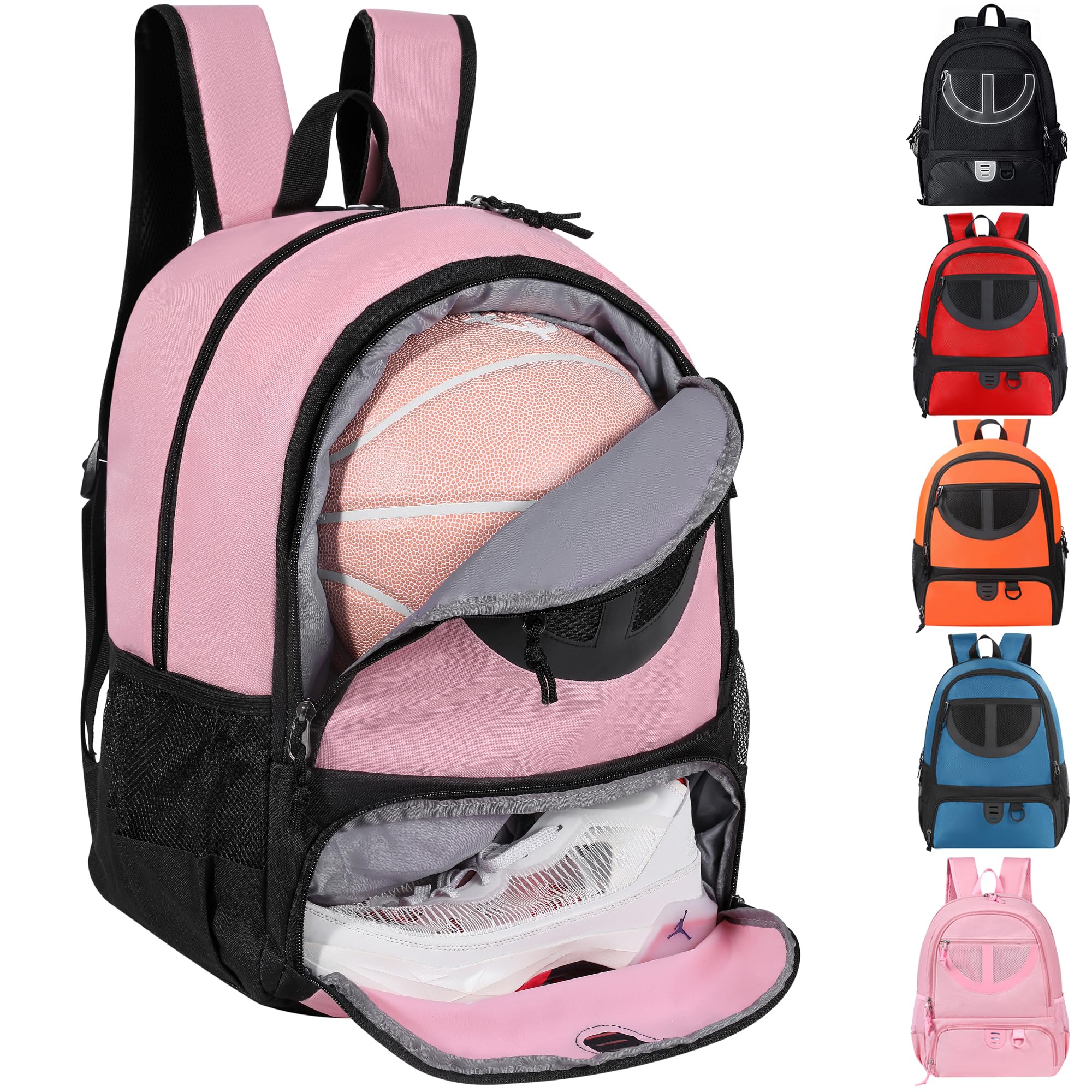 **30L Lightweight Breathable Basketball Backpack for Men & Women - Sports Gym Travel Bag with Separate Ball & Shoes Compartment - Perfect for Basketball, Soccer, Volleyball & School Use**