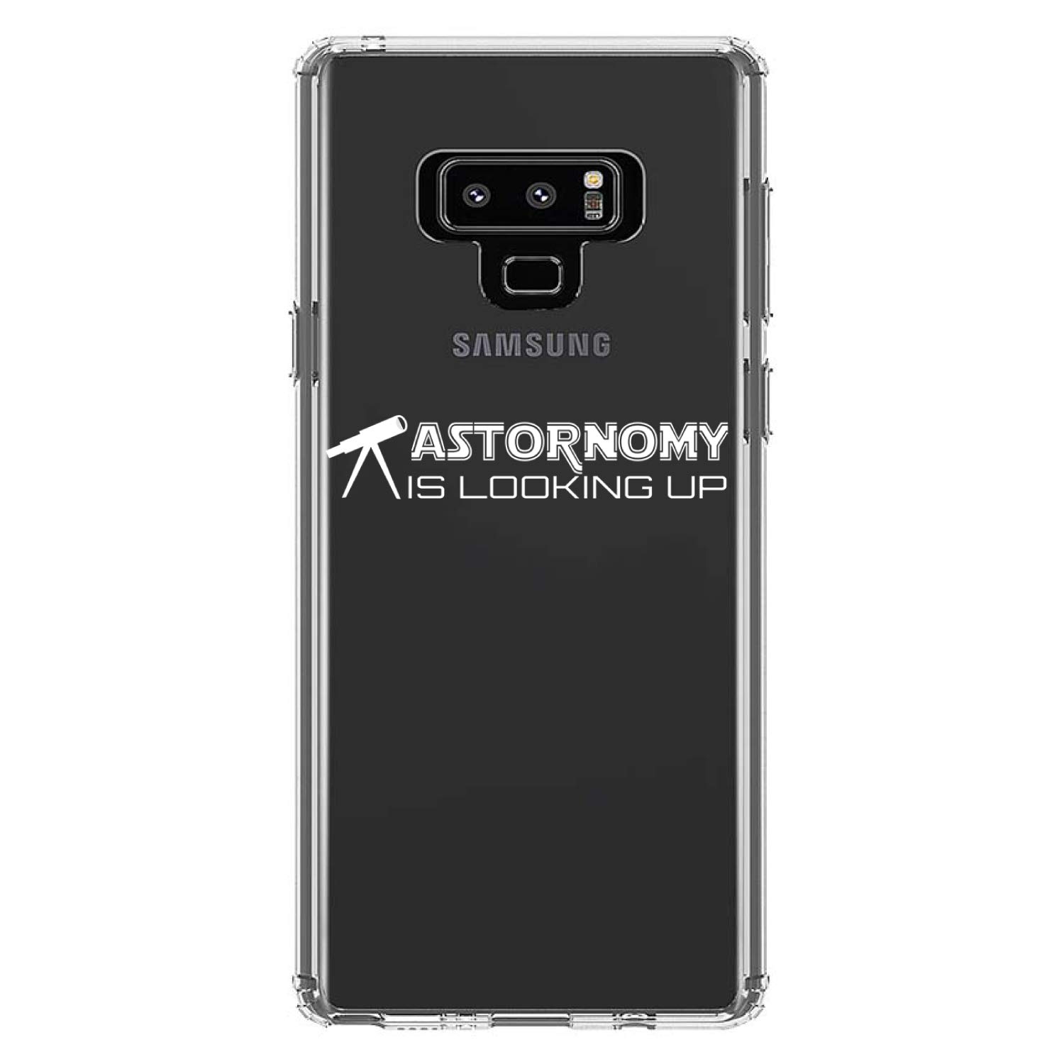 DistinctInk Clear Shockproof Hybrid Case for Samsung Galaxy Note 9 (6.4 Inch) - TPU Bumper with Acrylic Back & Tempered Glass Screen Protector - Astronomy Design - Perfect for Outdoor Activities, Travel & Daily Protection