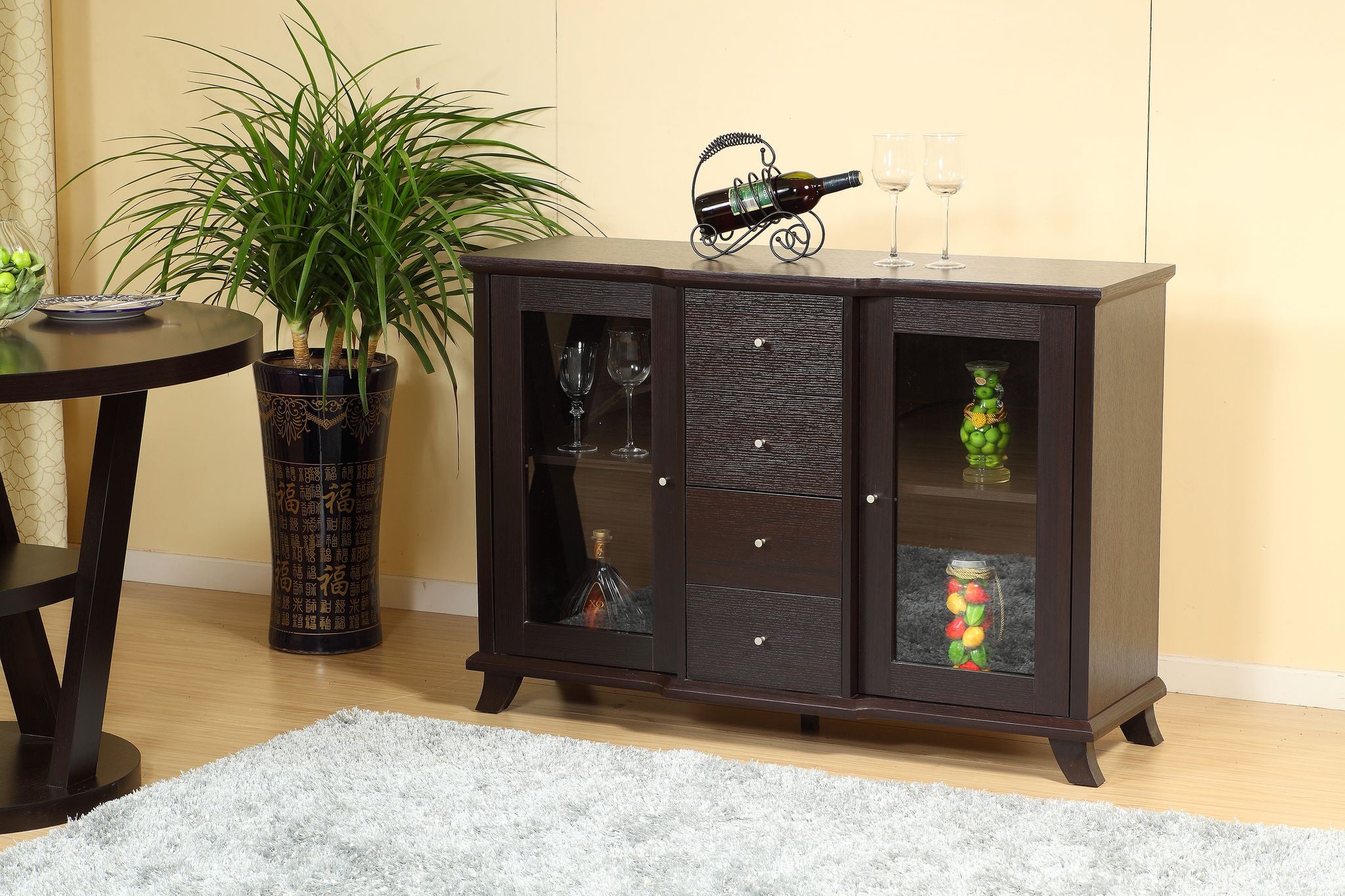 Buffet Server with Dark Cherry Finish - Elegant Dining Room Buffet Table for Entertaining & Storage | Perfect for Dining Room, Kitchen, or Living Room Decor