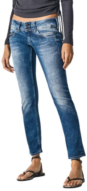 Pepe Jeans Women's Straight Leg Denim Jeans - Classic Blue Stretch Comfort Fit for Casual Wear & Everyday Outfits