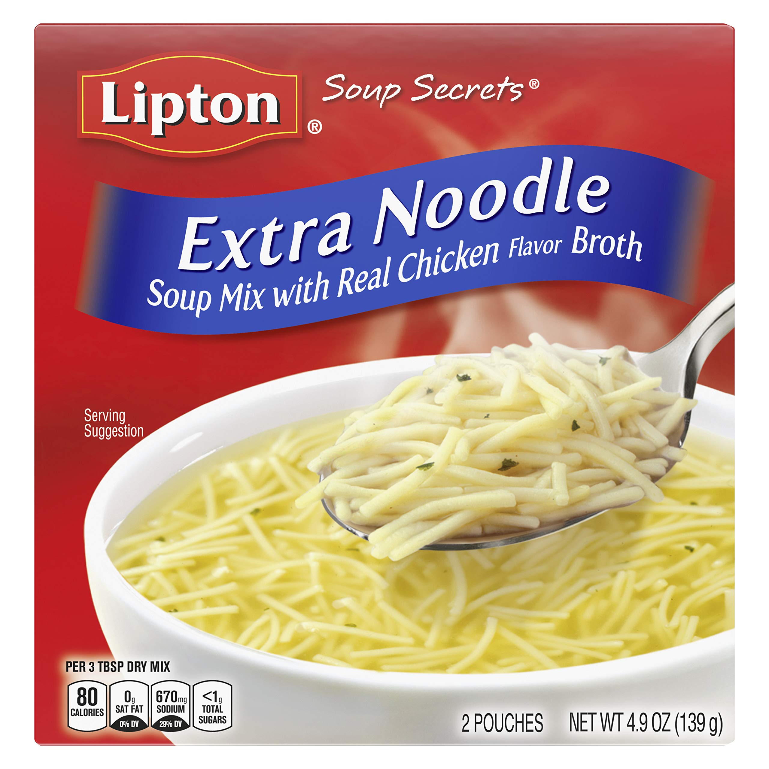 Lipton Soup Secrets Instant Noodle Soup Mix with Real Chicken Broth - 5 Ounce (Pack of 2) | Quick & Easy Meal for Lunch, Dinner or Snack | Perfect for Cold Weather, Office Meals & Busy Weeknights