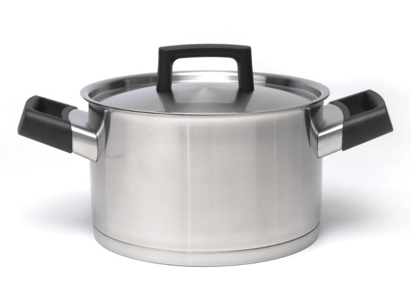 BergHOFF Ron 8 18/10 Stainless Steel Covered Dutch Oven, 3.1 Quart (3L) – Heavy Duty Soup Pot with Lid for Cooking, Braising & Baking – Perfect for Stovetop, Oven & Serving Dishes