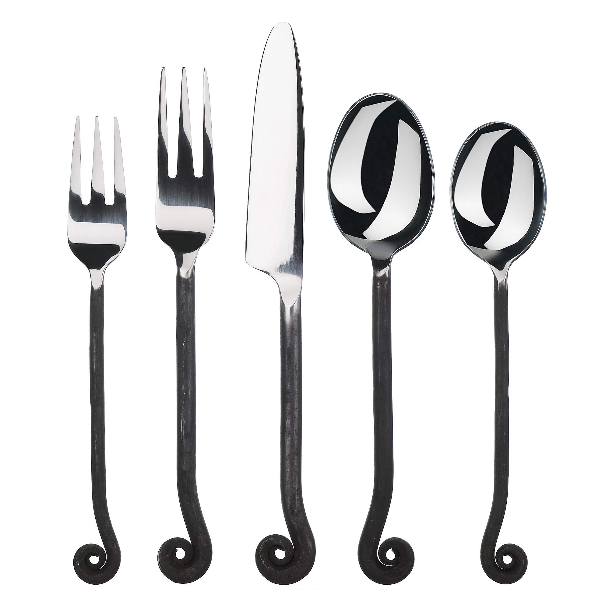 Gourmet Settings 20-Piece Treble Clef Flatware Set - Elegant Black Stainless Steel Cutlery with Knife, Fork & Spoon - Dishwasher Safe Silverware for Fine Dining & Everyday Use