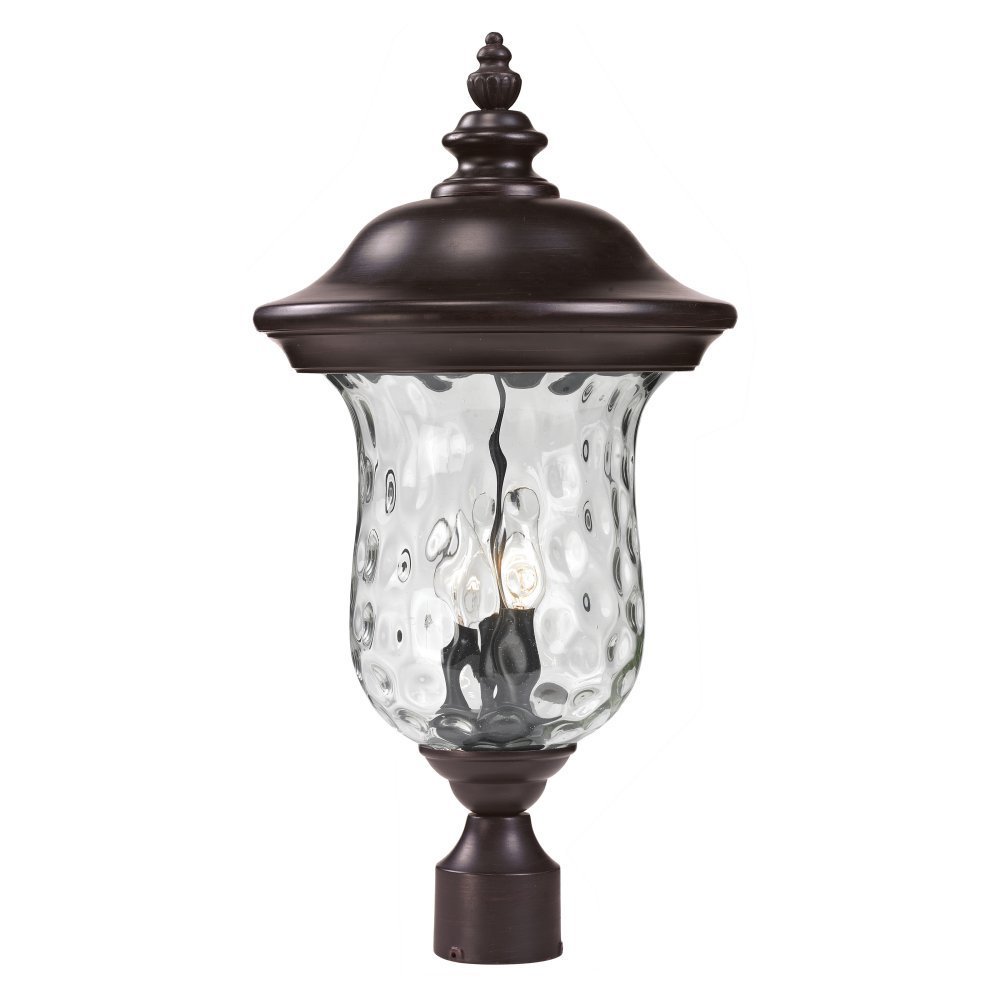 Z-Lite 533PHB-RBRZ Armstrong Outdoor Post Light - Aluminum Frame, Bronze Finish, Clear Water Glass Shade - Perfect for Patio, Garden, and Driveway Lighting