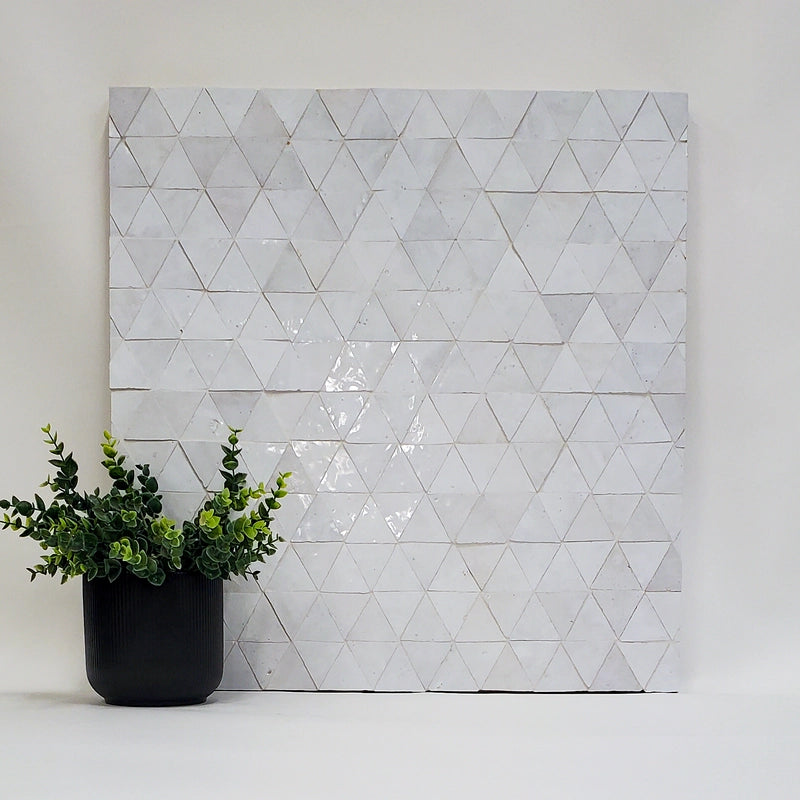 Handmade Moroccan Zellige Mosaic Tiles - Authentic Triangle Geometric Patterns for Kitchen Backsplash, Bathroom Wall & Pool Design