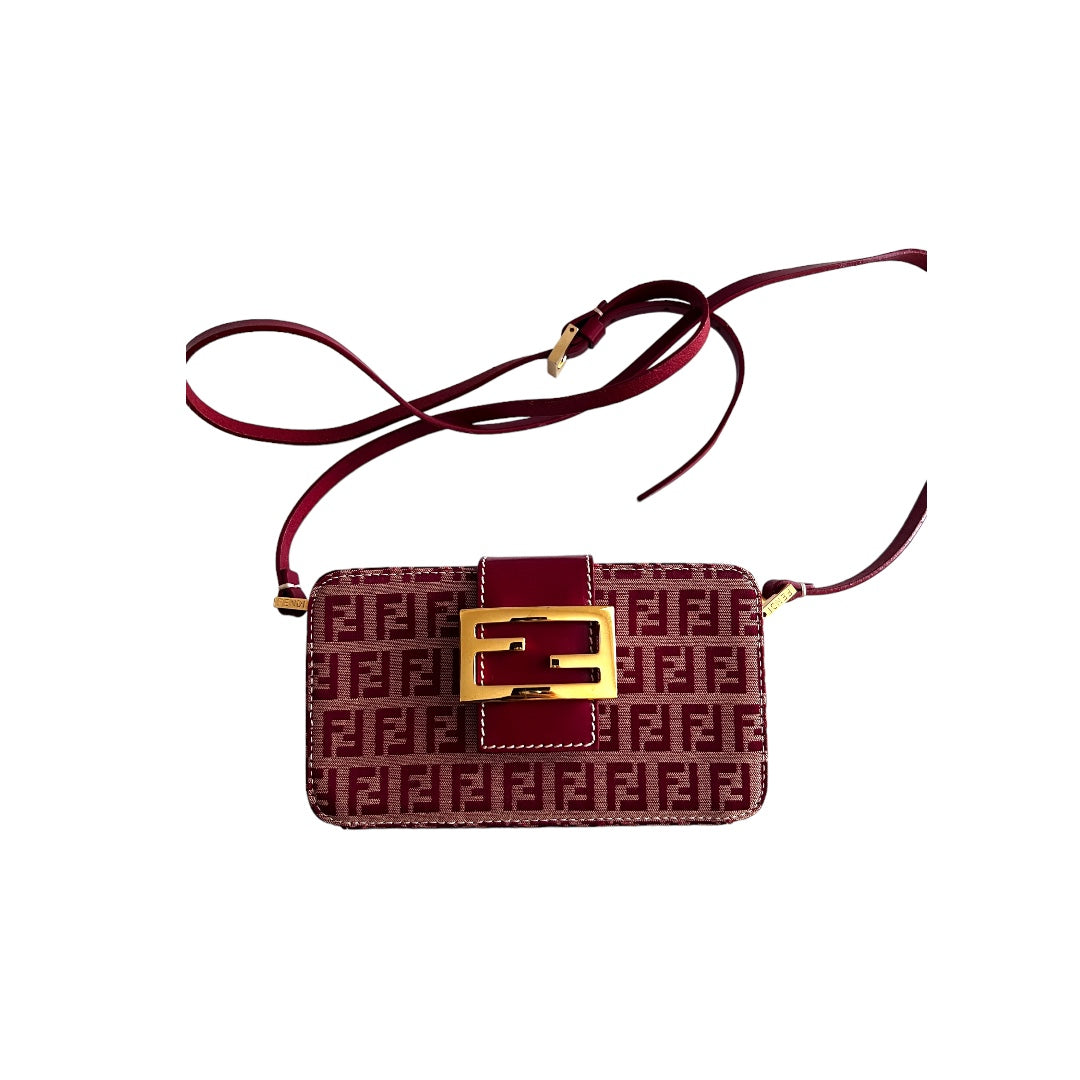 Vintage Fendi Zucchino Red Box Crossbody Bag - Authentic Pre-Owned Luxury Handbag for Women | Perfect for Date Night, Parties & Everyday Use
