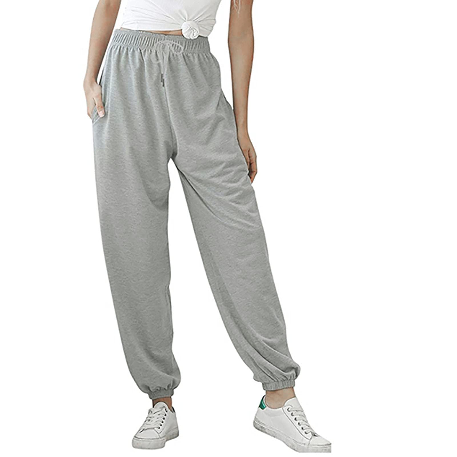 AWPXTKH Women's High Waisted Sweatpants with Pockets - Soft Loose Lounge Pants for Comfort & Style - Perfect for Yoga, Running, Travel & Relaxing at Home