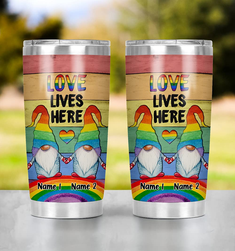 Rainbow Pride Tumbler - Insulated LGBT Couple Gift for Gay/Lesbian Partners, 20oz Stainless Steel Travel Mug with Lid - Perfect for Coffee, Tea & Cold Drinks at Home, Office or Pride Events
