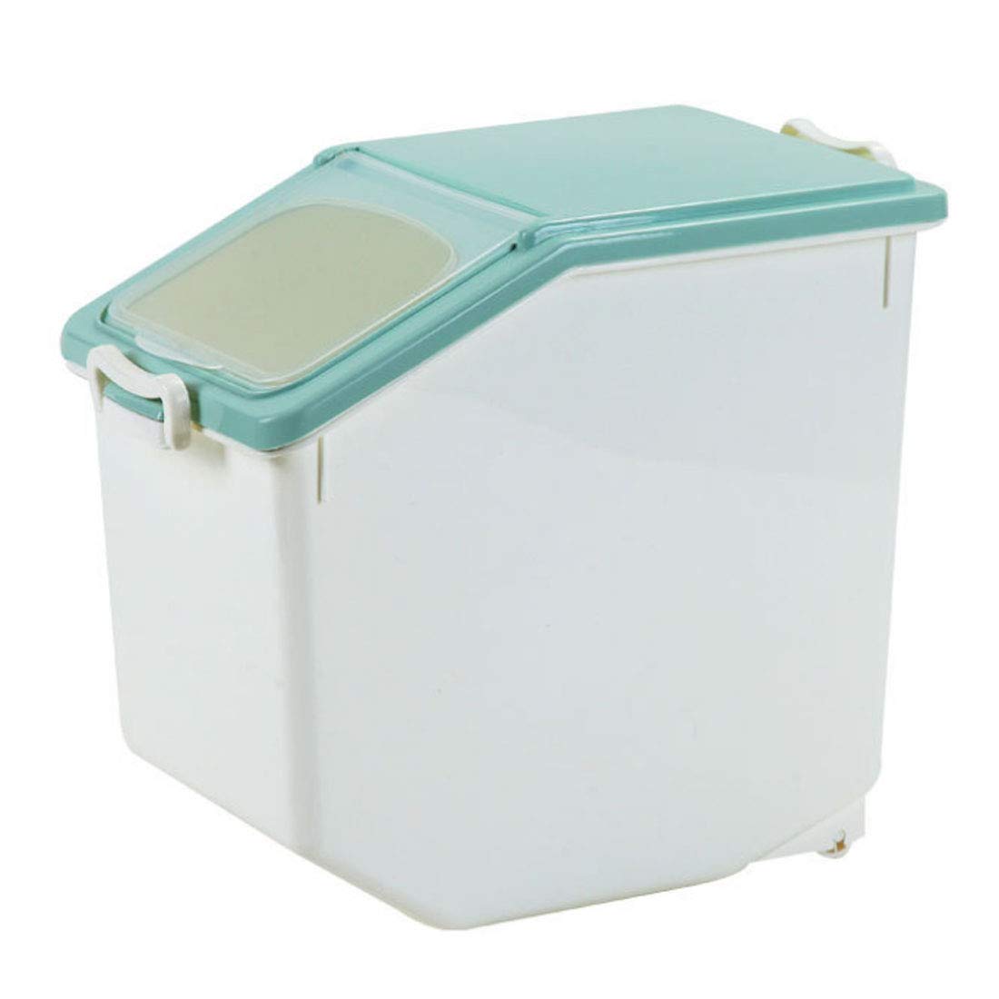 WOLFBUSH 15KG/33lb Airtight Food Storage Container with Measuring Cup - Sealed Cereal Grain Organizer with Wheels for Kitchen Pantry (Holds 80 Cups) - Perfect for Rice, Flour, Sugar & Bulk Dry Food Storage