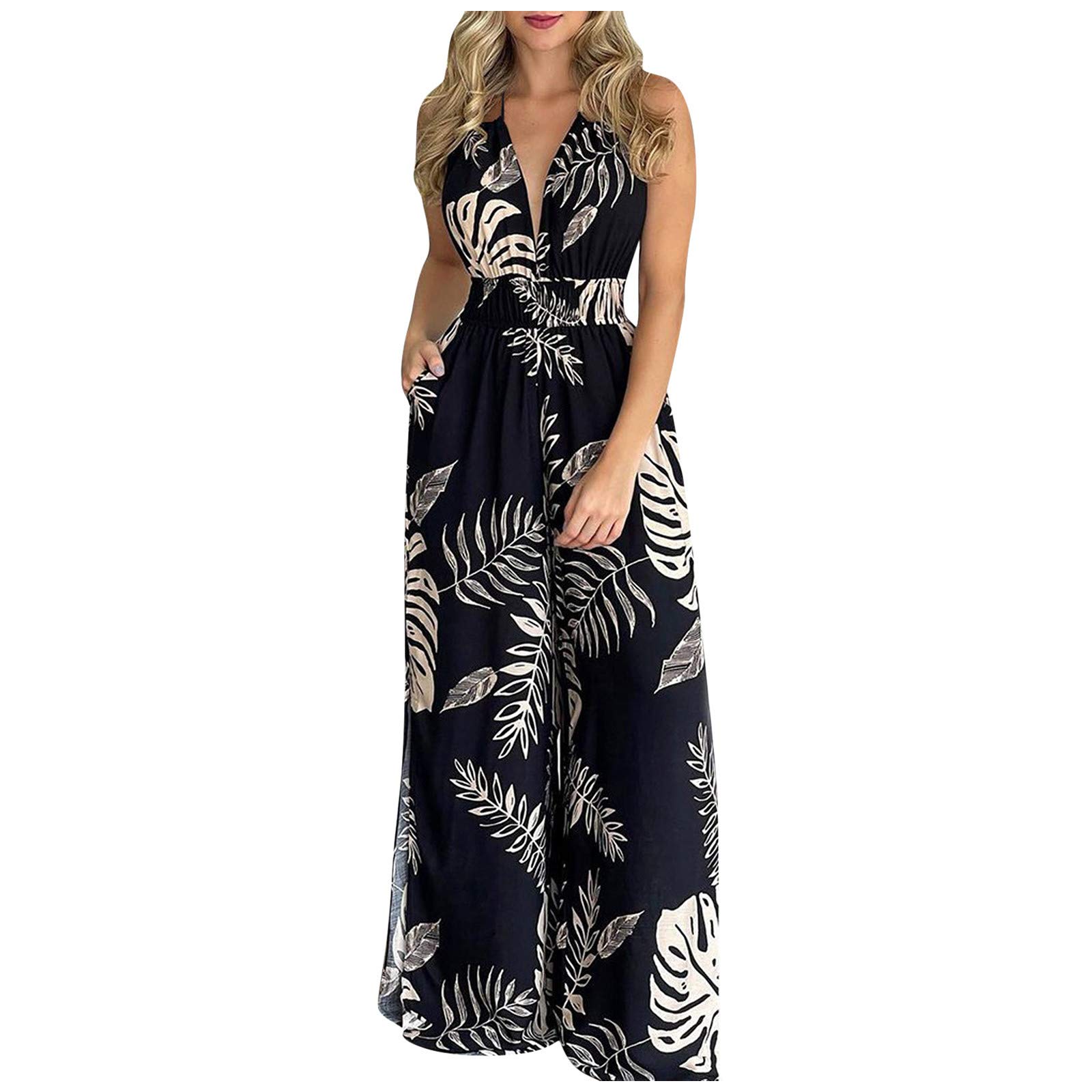 PEGONE Women's Casual Loose Long Overalls Jumpsuit - Wide Leg Party Club Wear, Straight Leg Denim Romper for Night Out, Music Festival & Summer Vacation Outfits
