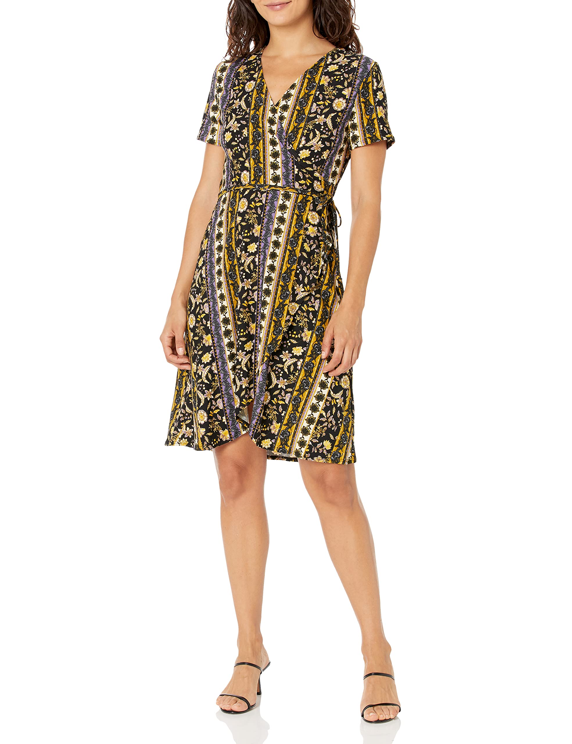 Star Vixen Women's Short Sleeve Wrap Dress - Ballet-Inspired Flowy Summer Dress for Casual Outings, Date Nights & Beach Cover-Up