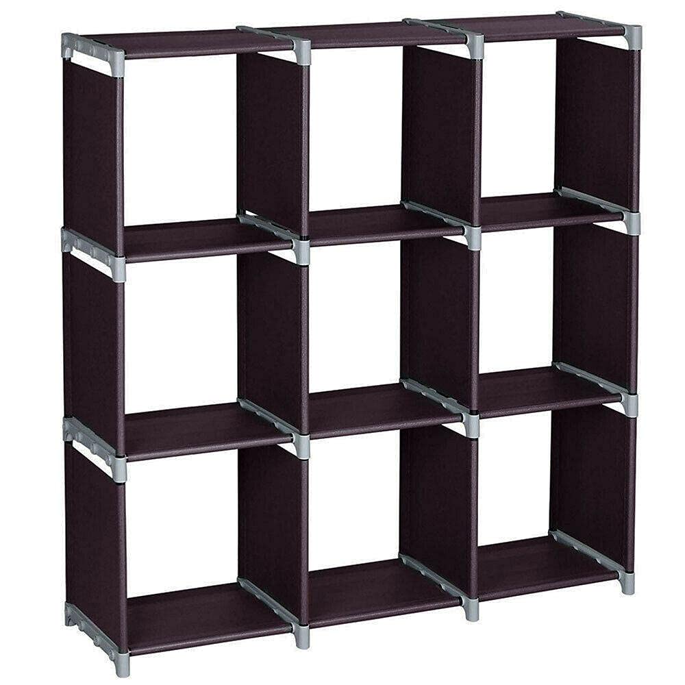 3-Tier 9-Cube Closet Organizer Shelf - Wooden Storage Cabinet & Shoe Rack with Drawers - Perfect for Bedroom, Entryway, and Closet Organization (Brown)