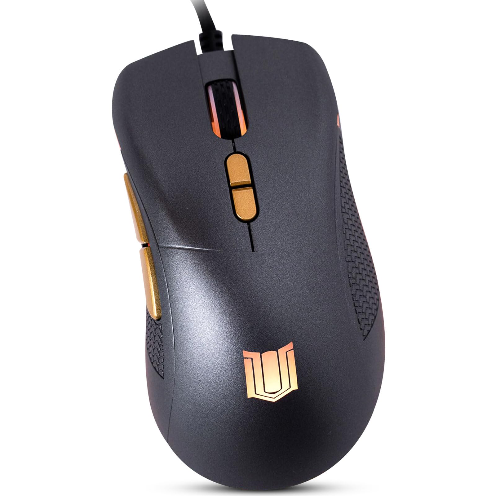 High-Performance M-1 Wired Gaming Mouse with 12,000 DPI Adjustable Sensor, Ergonomic RGB Lighting & Side Buttons - Perfect for PC Gaming, Esports & Office Work