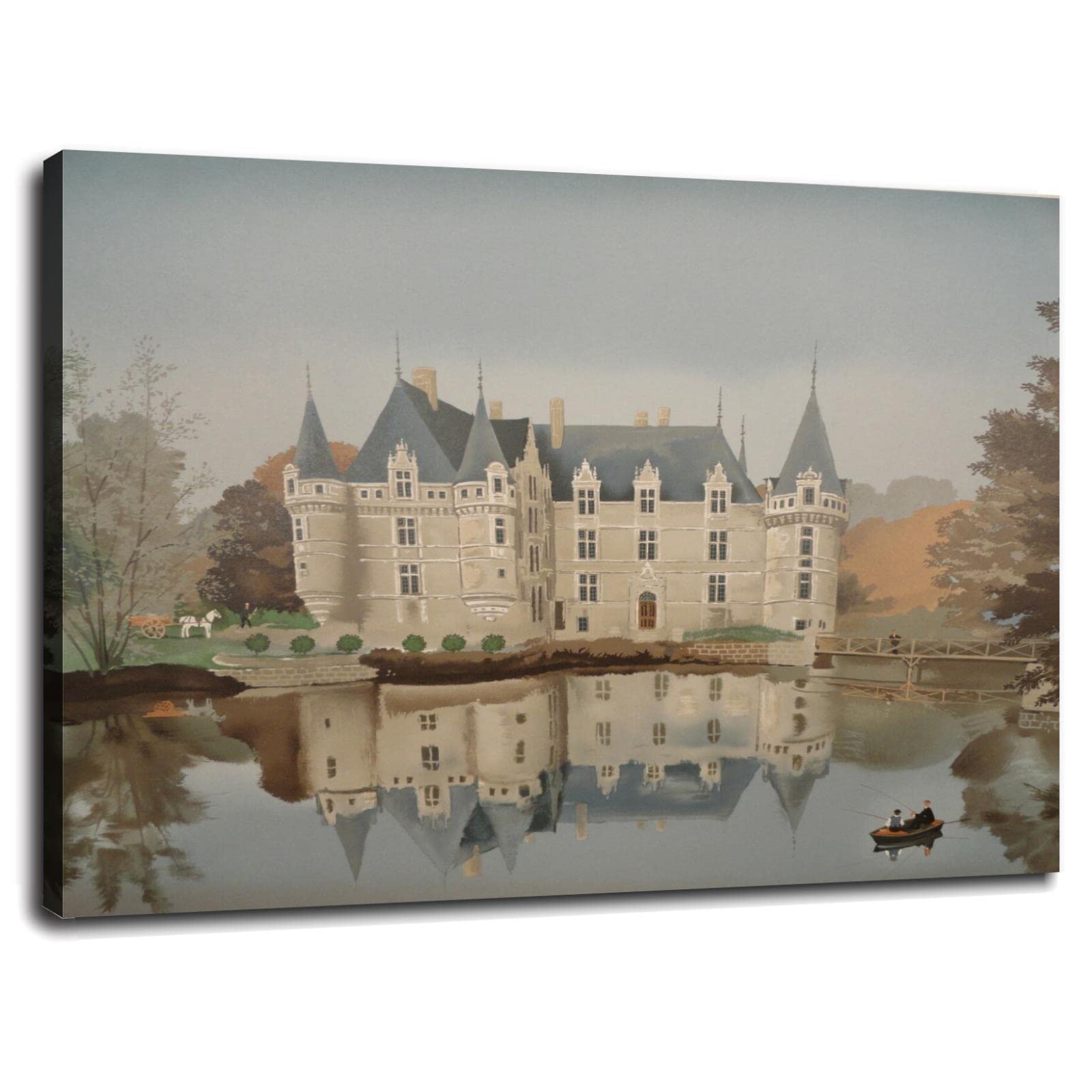 Michel Delacroix Azay Le Rideau Art Print - Premium Canvas Wall Art for Home & Office Decor - Framed 32x24 Inches - Perfect for Living Room, Bedroom or Gallery Wall Display