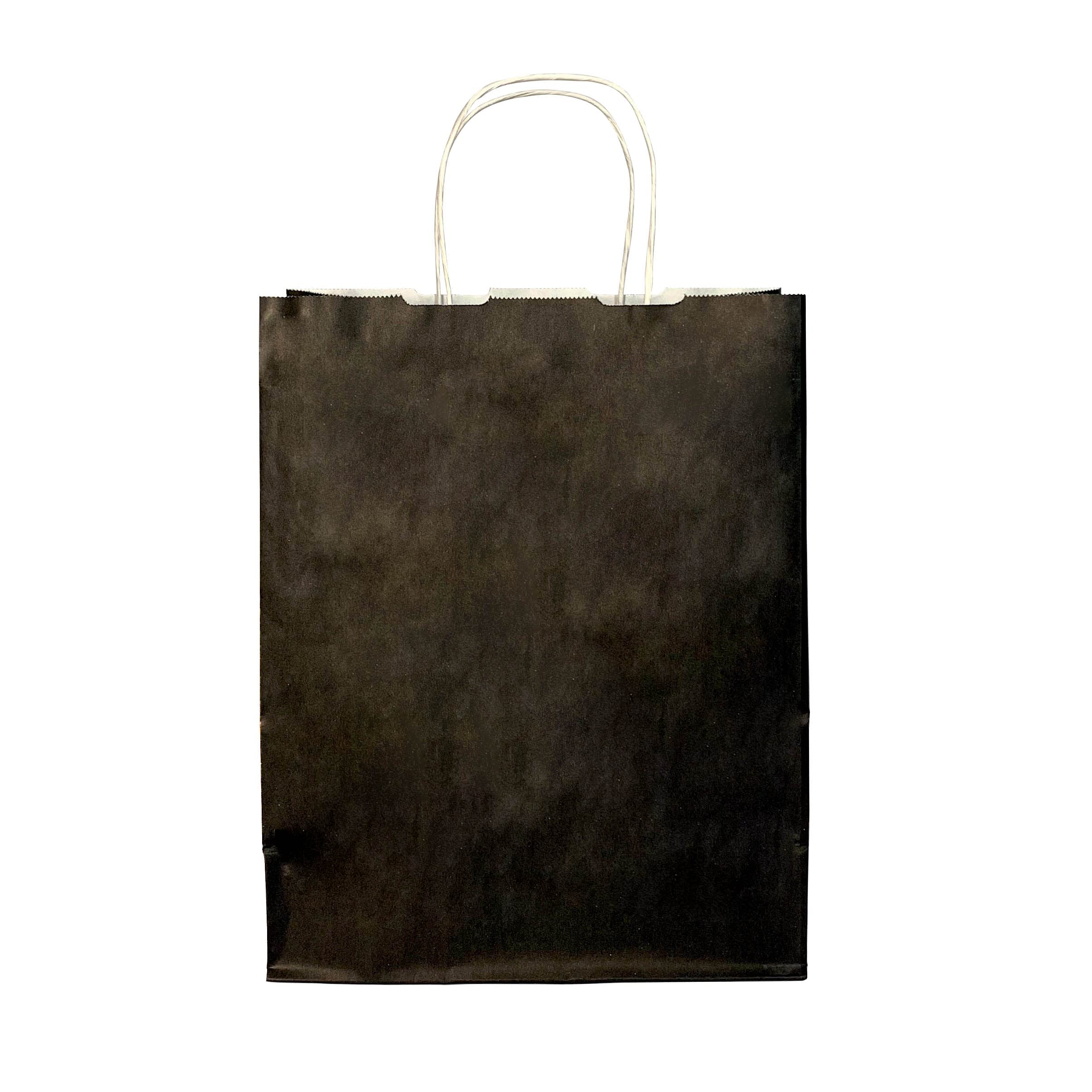 JET PAPER BAGS 10x5x12 Inch Virgin Kraft Paper Gift Bags with Twisted Handles - Bulk 100pcs Black Recyclable Bags for DIY Crafts, Business Packaging, Retail Shopping, Party Favors & Wedding Gifts | Eco-Friendly Takeout & Grocery Bags