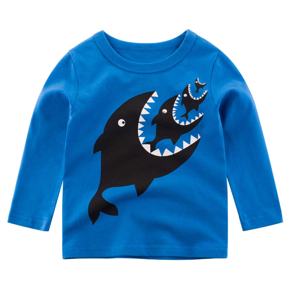 **WOCACHI Toddler Boys Long Sleeve Dinosaur Shirt - Cute Cartoon Animal Graphic Tee for Baby Boys, Kids Tops for Christmas & Festivals - Perfect for Holidays, Birthday Gifts & Casual Playtime**