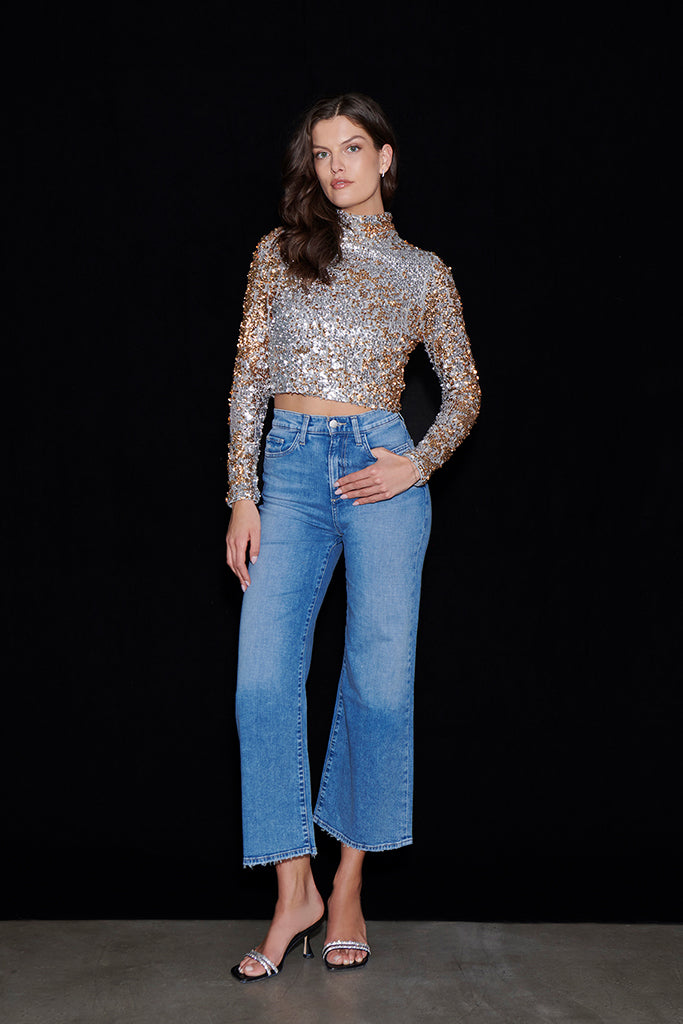 Saylor Brigitta Top - Elegant Silver & Gold Women's Blouse for Casual Wear, Office & Evening Outfits